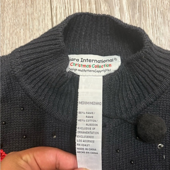 Christmas collection Black Cardigan with Red Bird Embroidery - Picture 8 of 12